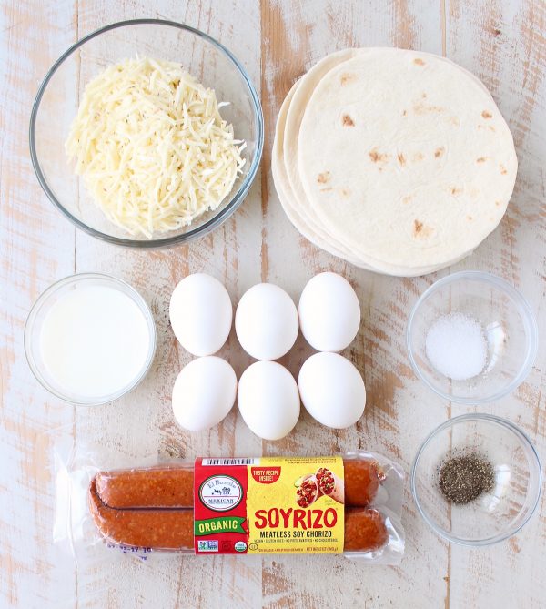Breakfast Taquitos are the perfect easy breakfast recipe, made with chorizo, or soyrizo for vegetarians, scrambled eggs & pepper jack cheese!