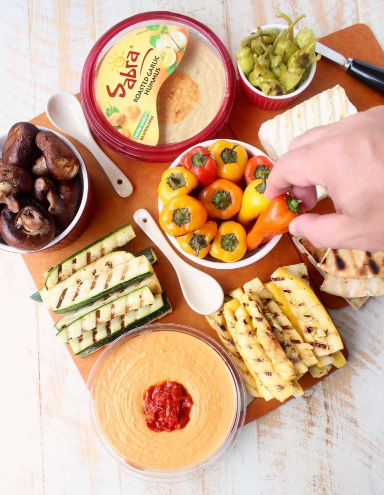 Grilled Vegetables and Hummus Plate