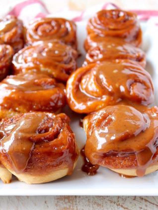 Salted Caramel Cinnamon Rolls are sweet, decadent and delicious, they're made with canned crescent roll dough for an easy breakfast or brunch recipe!