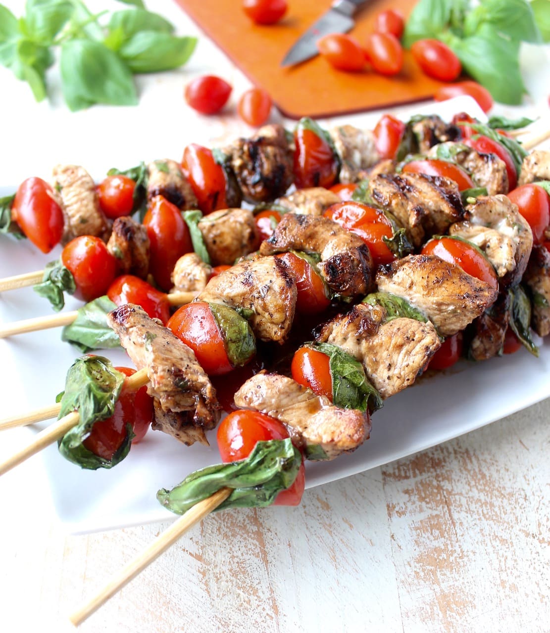 Tomato Basil Chicken Skewers