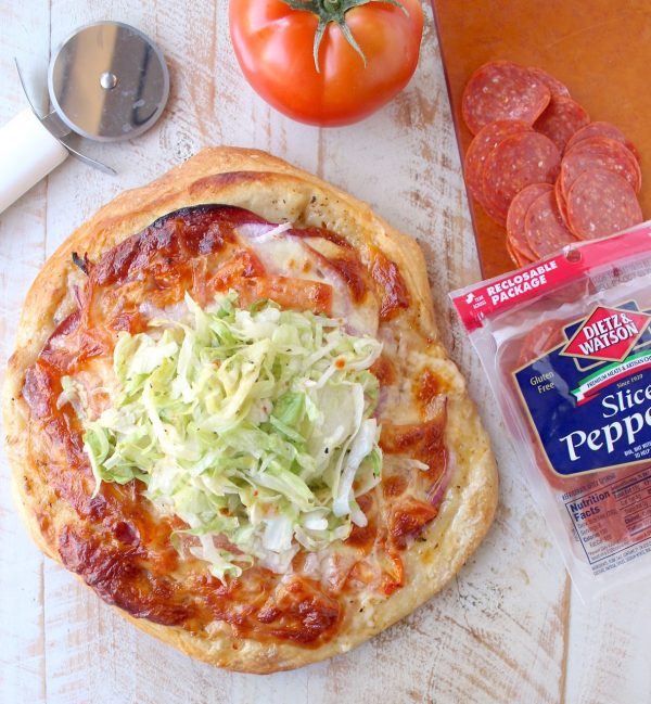 All of the ingredients in a traditional Italian Sub, like salami, pepperoni & provolone, top this delicious Italian Sub Pizza Recipe, easily made in under 30 minutes in the oven or on the grill!