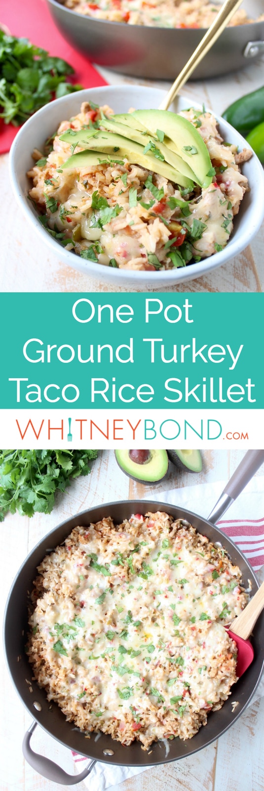 Taco Rice Skillet Recipe with Ground Turkey - WhitneyBond.com