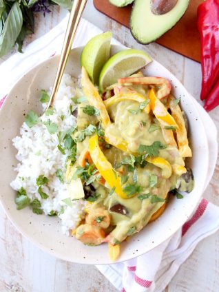 Avocado adds an extra rich, creamy flavor and texture to this Thai Green Curry Sauce, perfect for simmering with veggies in this Vegan Avocado Curry Recipe!