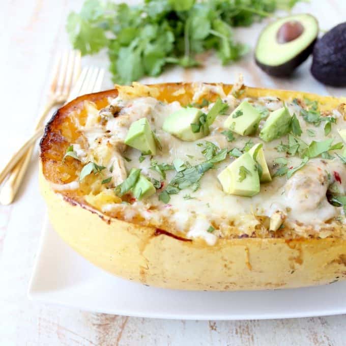 Green Chili Chicken Spaghetti Squash Recipe - WhitneyBond.com