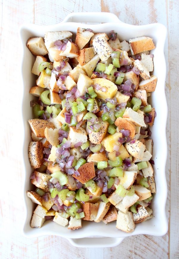 Everything Bagel Stuffing is a fun twist on traditional stuffing that's easy to make for Thanksgiving, Friendsgiving or as a side dish anytime of the year!