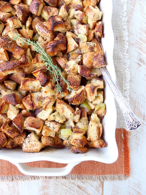 Everything Bagel Stuffing is a fun twist on traditional stuffing that's easy to make for Thanksgiving, Friendsgiving or as a side dish anytime of the year!