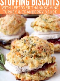 biscuit sliders on plate filled with turkey and cranberry sauce