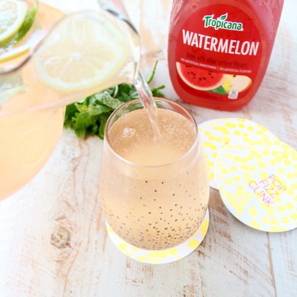 Watermelon and mint add delicious and refreshing flavor to this easy champagne punch recipe, perfect for celebrating birthdays, holidays or Fridays!
