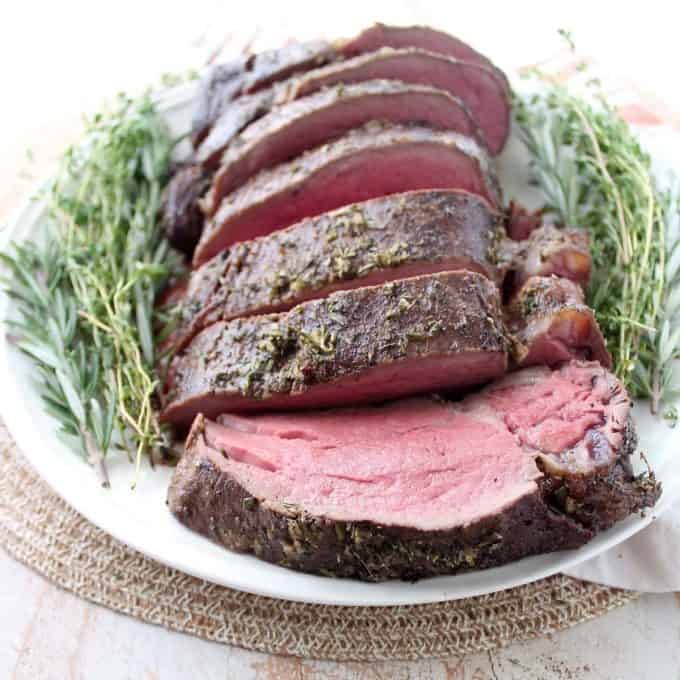 Herb Crusted Beef Tenderloin With Horseradish Gorgonzola Cream Sauce