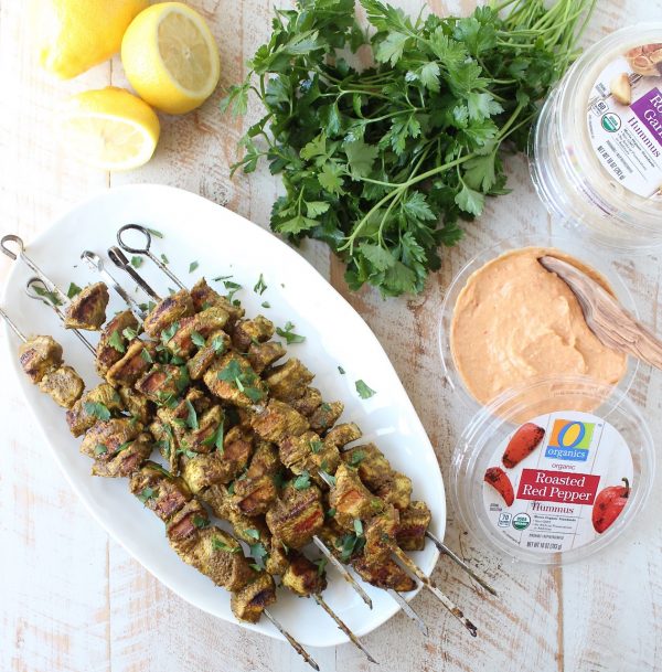 Fresh spinach, spices, lemon and olive oil are combined in an amazing marinade for these grilled Mediterranean Chicken Skewers! 