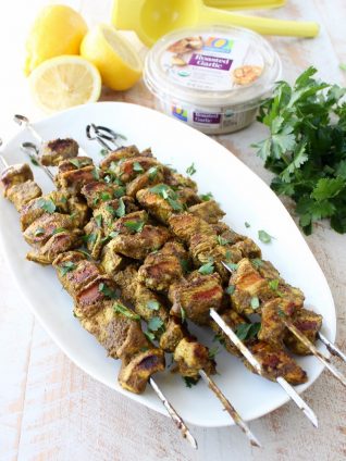 Fresh spinach, spices, lemon and olive oil are combined in an amazing marinade for these grilled Mediterranean Chicken Skewers! 