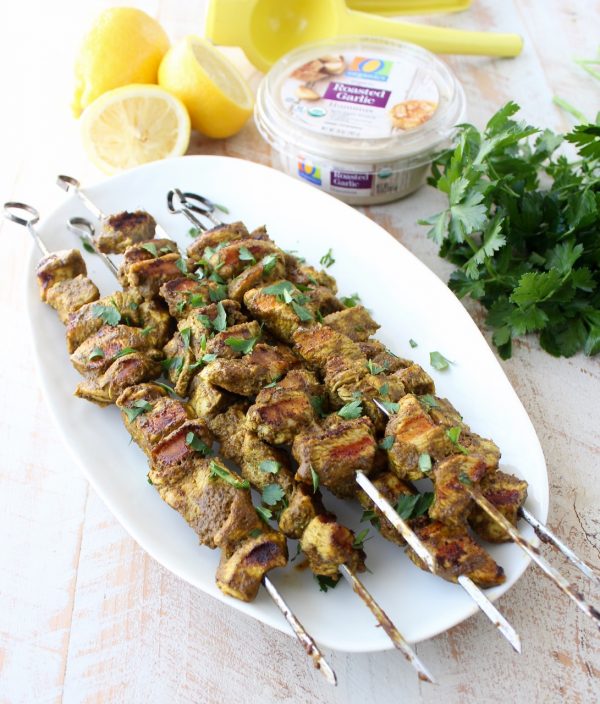 Fresh spinach, spices, lemon and olive oil are combined in an amazing marinade for these grilled Mediterranean Chicken Skewers! 