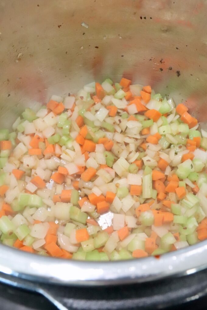 diced vegetables in an Instant Pot