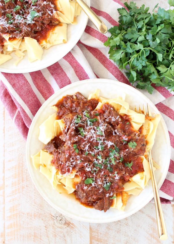 Create the delicious taste and texture of a slow cooked beef ragu sauce in under an hour with this Instant Pot Beef Ragu recipe!