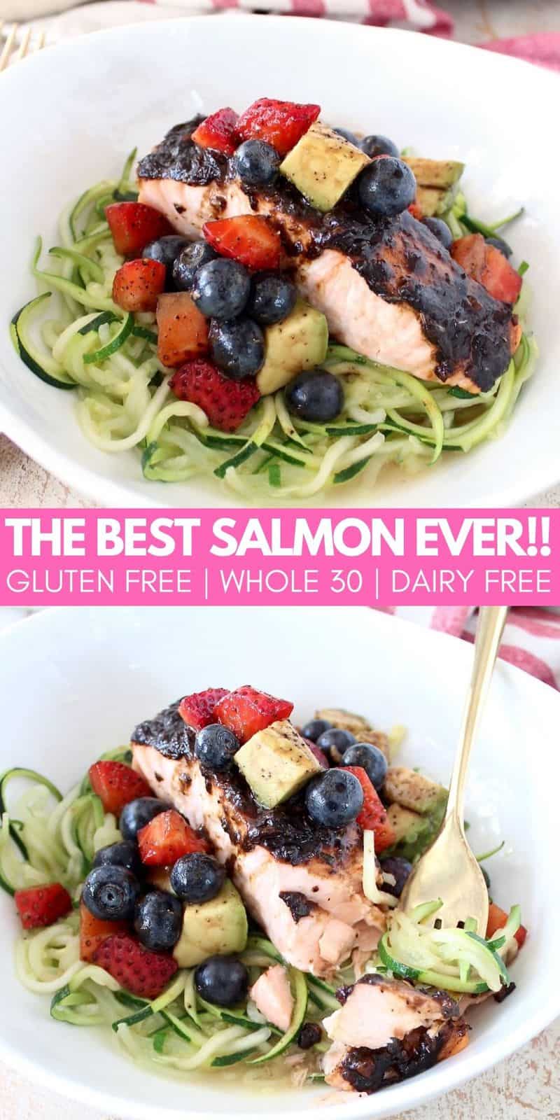 Balsamic Salmon Zoodle Bowls Whole30 Recipe