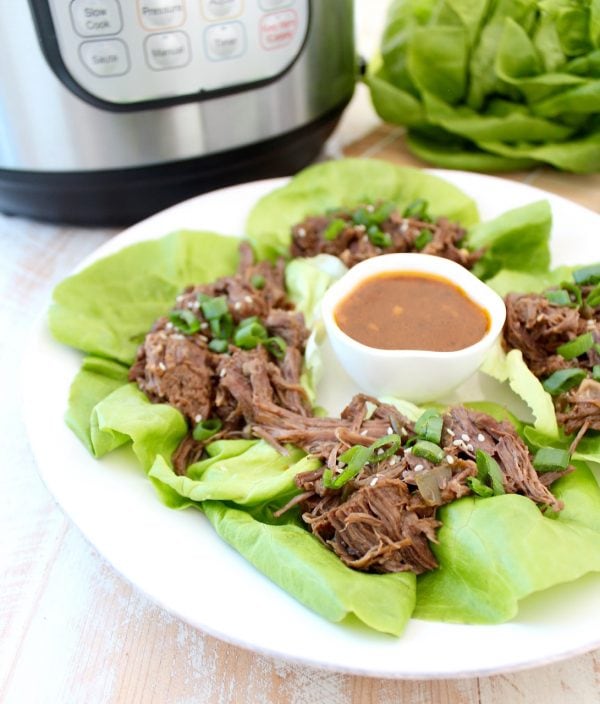 Whole30 Thai Beef is easy to make in the Instant Pot in under an hour. Shred the beef and serve it in lettuce wraps for a Whole30 meal or serve it in corn tortillas for a gluten free Thai twist on Taco Tuesday!