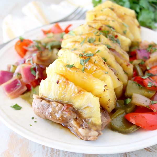 This Teriyaki Pork Tenderloin recipe with fresh pineapple is made with Whole30 compliant teriyaki sauce for a lean, healthy, gluten free, Whole30 recipe that's easy enough to whip up for a weeknight dinner!