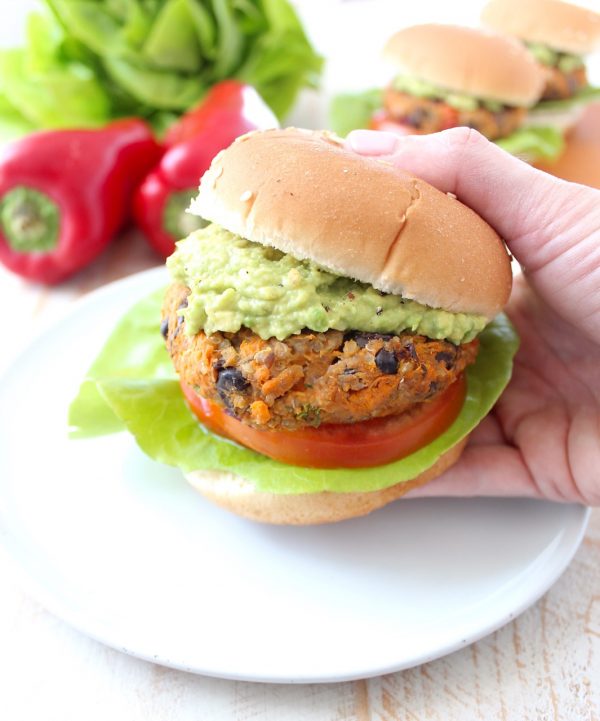 Hand Holding Black Bean Veggie Burger