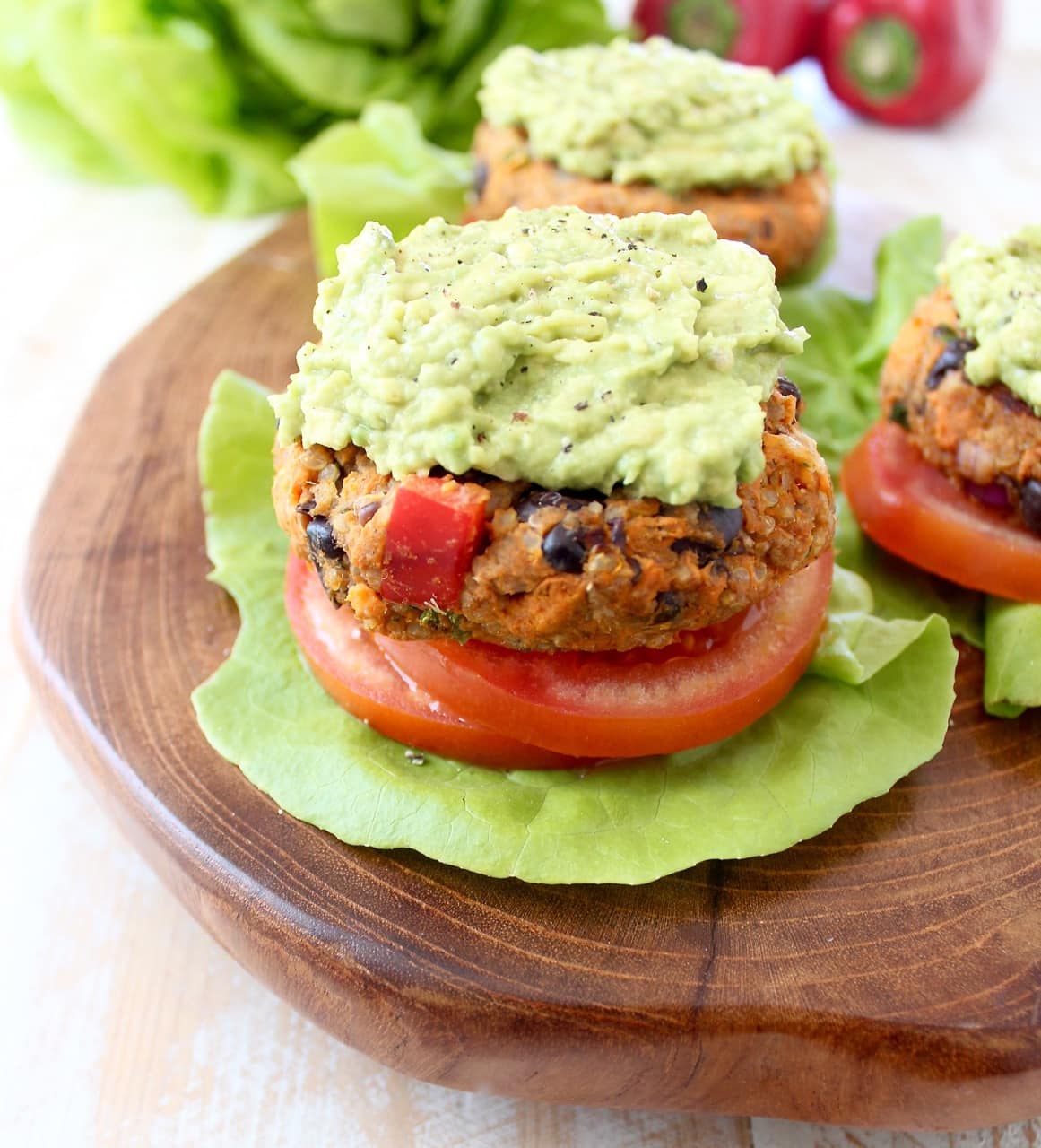 Black Bean Veggie Burger with Lettuce Tomato and Avocado