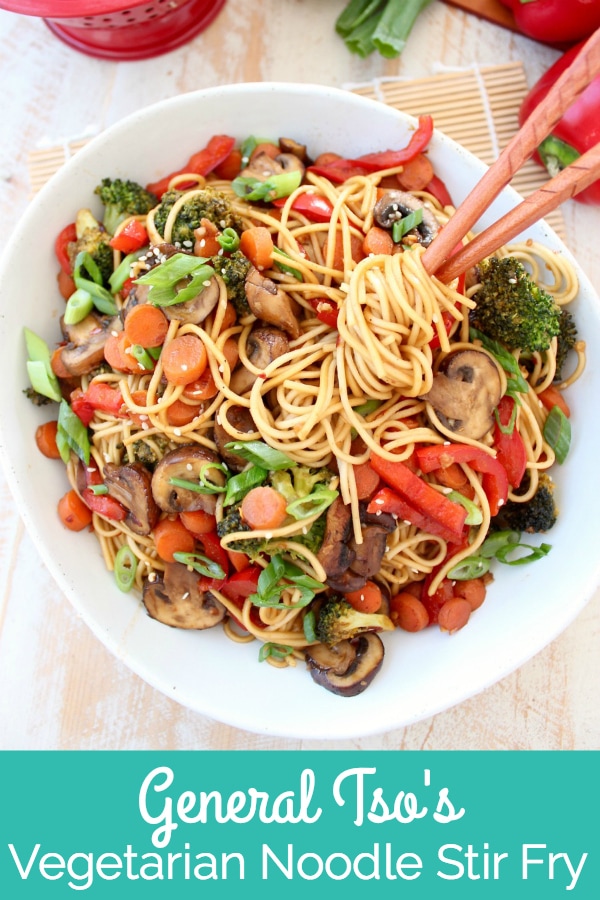 Vegetarian General Tso Stir Fry with Noodles