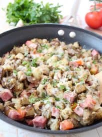 Ham hash is made in just 30 minutes for an easy breakfast anytime! With just a few different ingredients, you can transform this recipe three ways, into an Italian, Mexican or Greek hash.