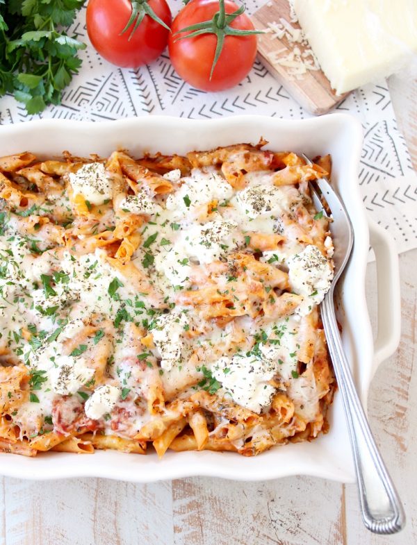 Three Cheese Baked Ziti Recipe - WhitneyBond.com