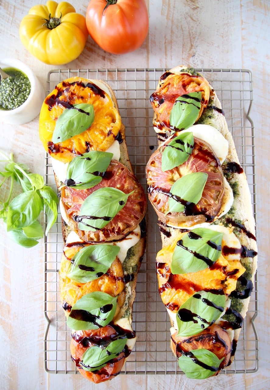Grilled Tomato Caprese French Bread Pizza with Balsamic Reduction