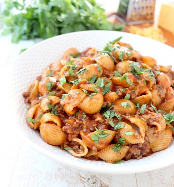 Enchilada Pasta Shells with Ground Beef