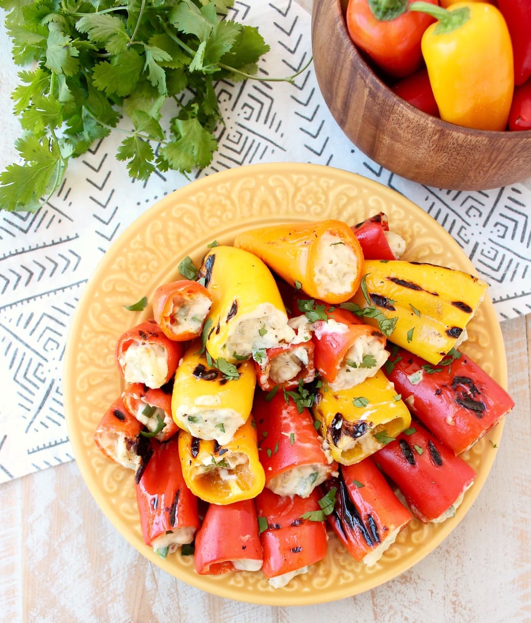 Red Yellow and Orange Grilled Stuffed Peppers