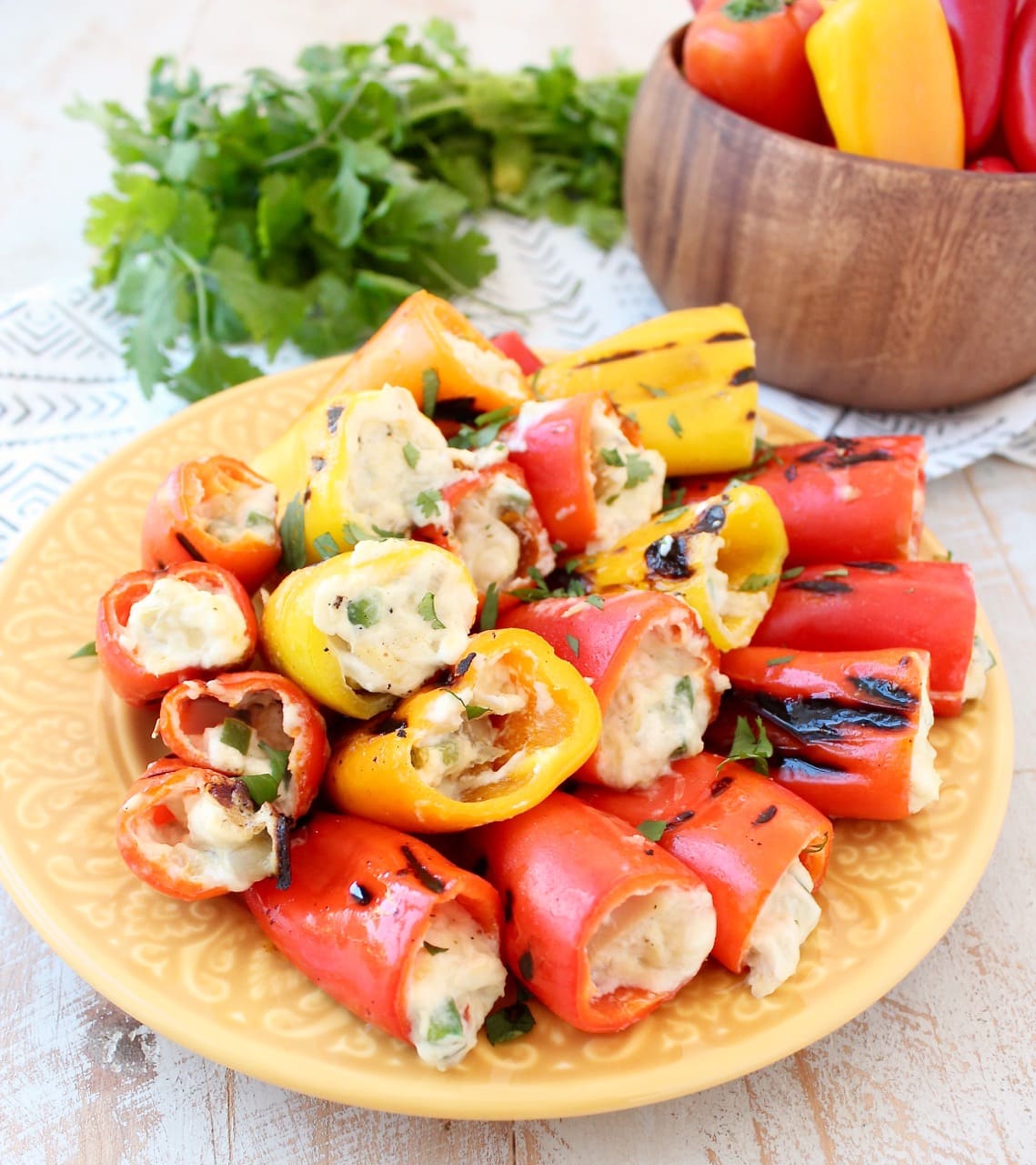 Colorful Grilled Stuffed Peppers with Cream Cheese