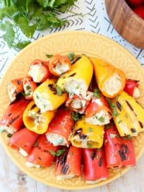 Grilled Stuffed Peppers with Jalapeno Artichoke Dip Filling