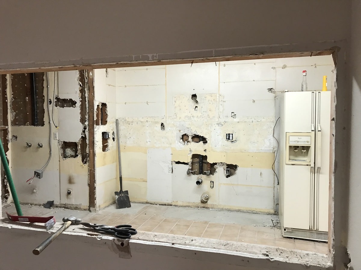 Demo of kitchen cabinets and appliances