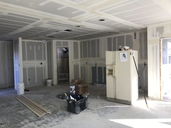 Drywall mudding in kitchen