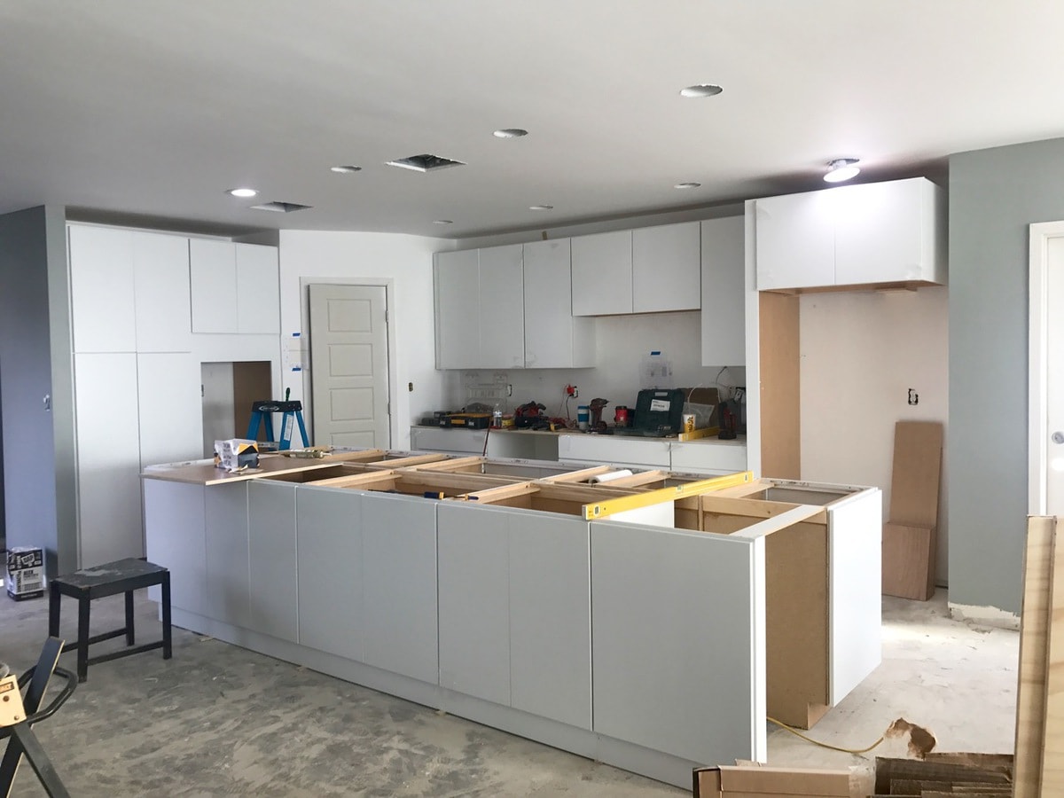 New white kitchen cabinets and Island