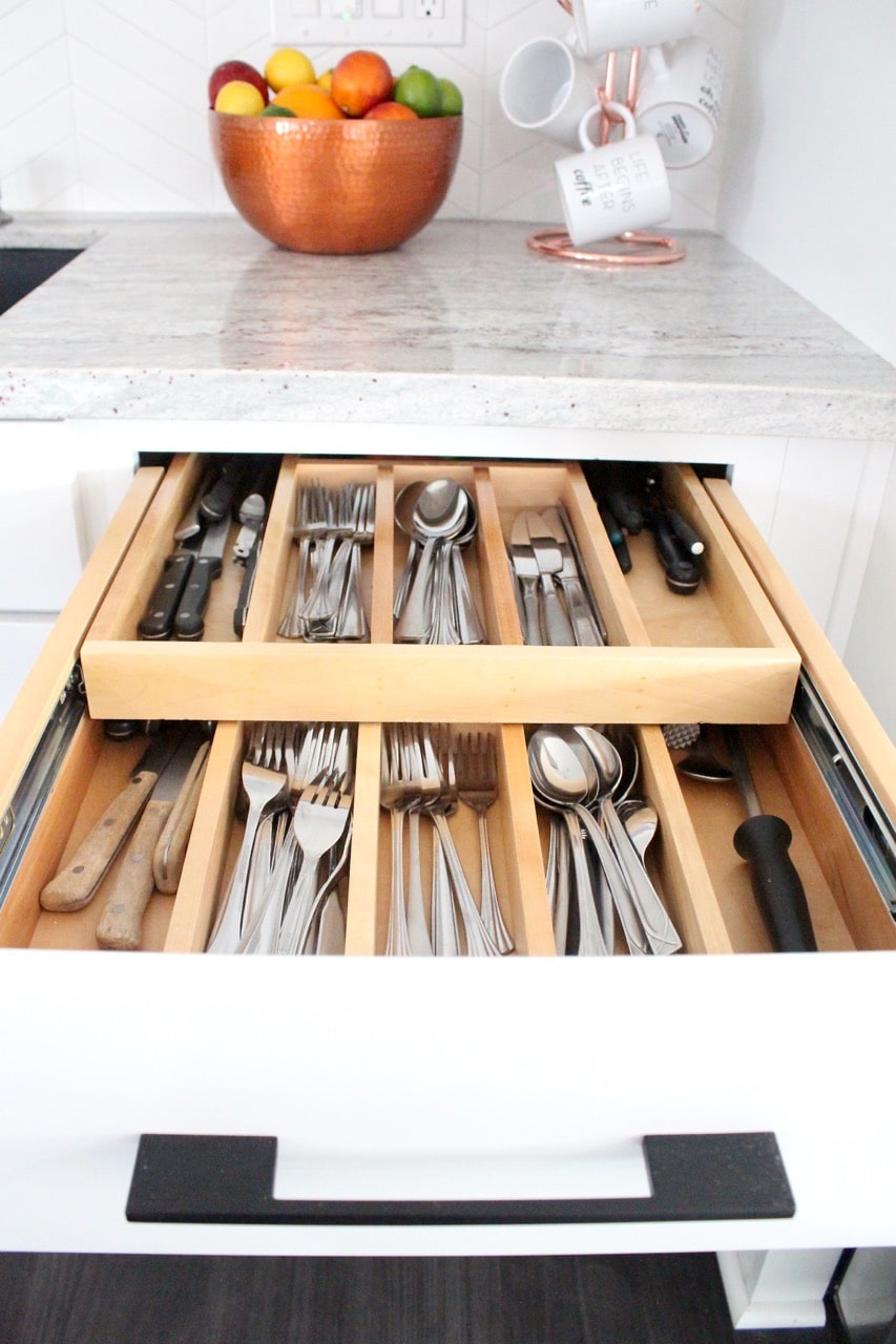 kitchen drawer insert for two levels of silverware