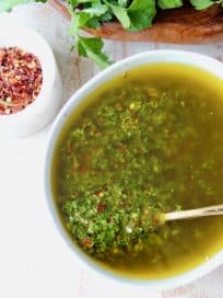 Chimichurri Sauce with Parsley, Oregano, Garlic and Red Pepper Flakes