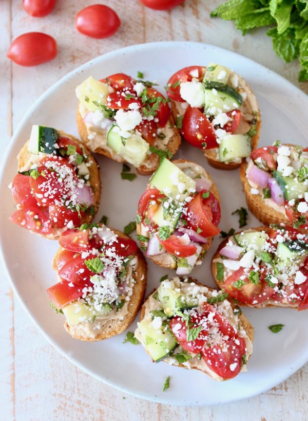 Greek Bruschetta Recipe with Tomatoes & Feta - WhitneyBond.com