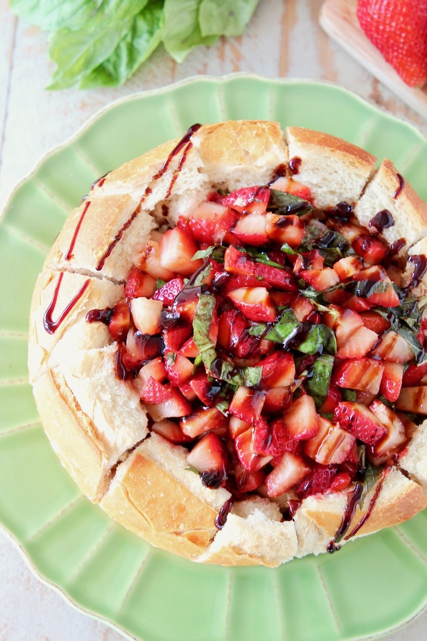 Balsamic Strawberries with Brie in Sourdough Bread Bowl