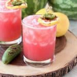 Watermelon Margarita with Grilled Jalapenos and Lemon