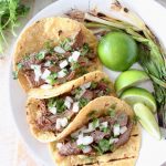 Carne Asada Tacos with Limes, Cilantro and Onions
