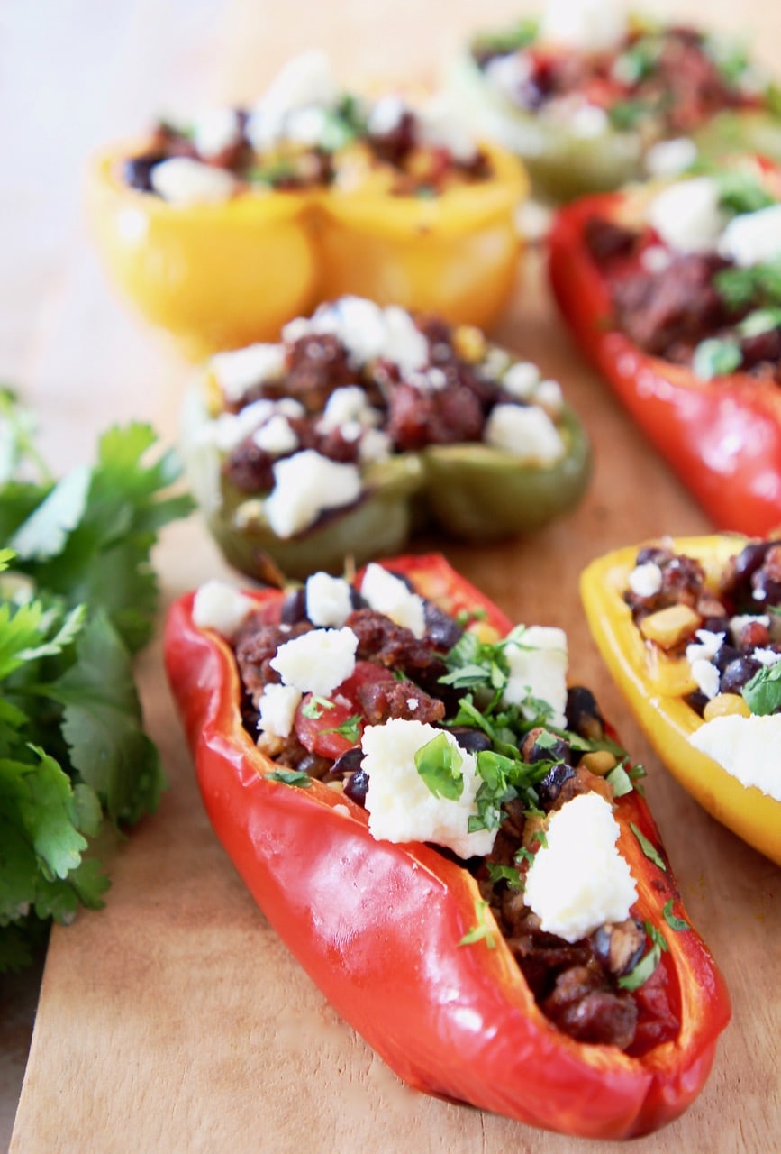 Grilled Stuffed Bell Peppers with Cotija Cheese and Cilantro