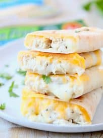 Chicken Ranch Wraps with Cheddar and Mozzarella Cheese and Gluten Free Tortillas
