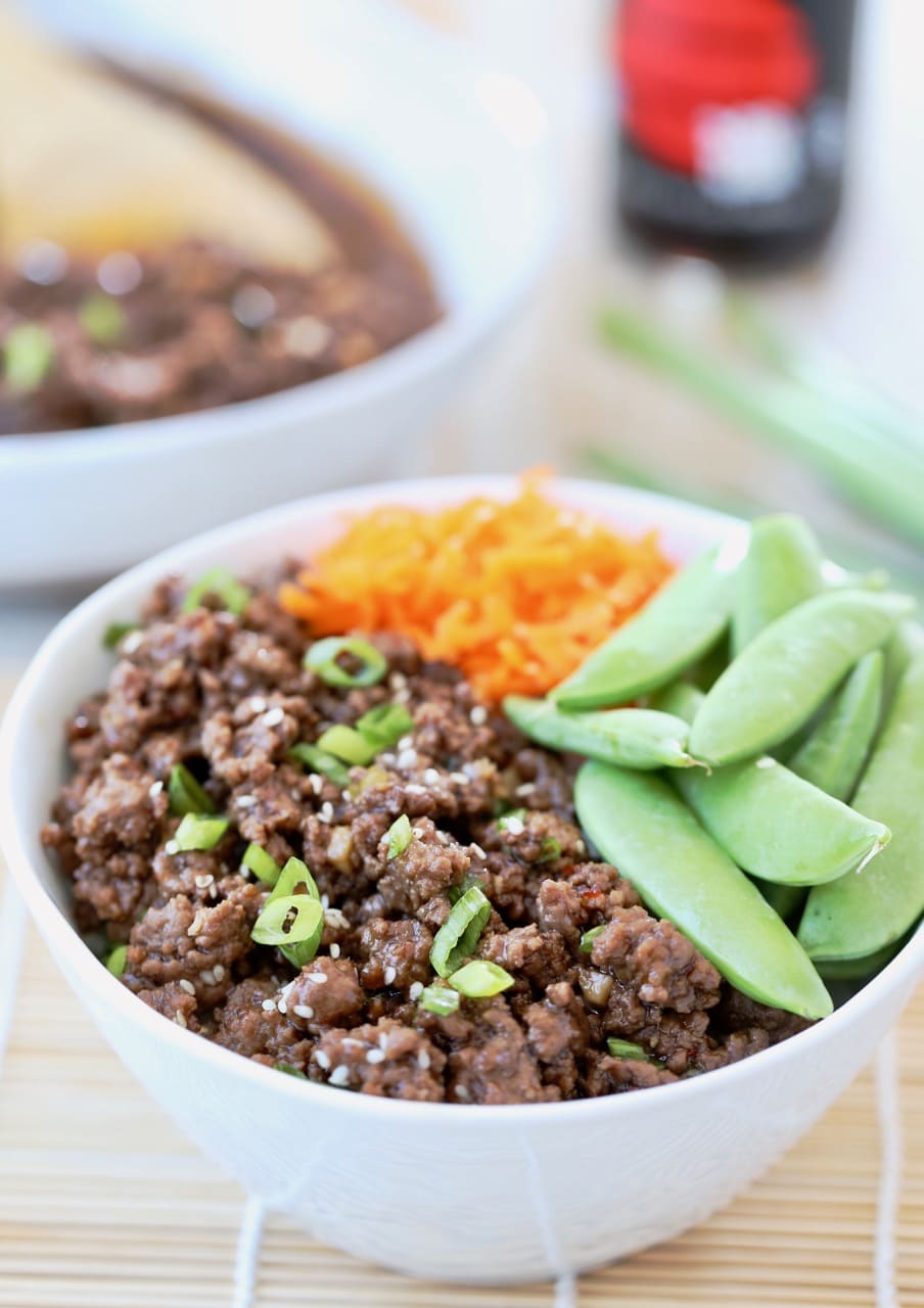 Korean BBQ Beef Bowl with Sugar Snap Peas and Carrots