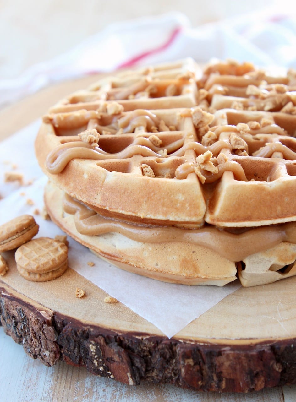 Peanut Butter Waffles with Creamy Peanut Butter Filling and Nutter Butter Cookies