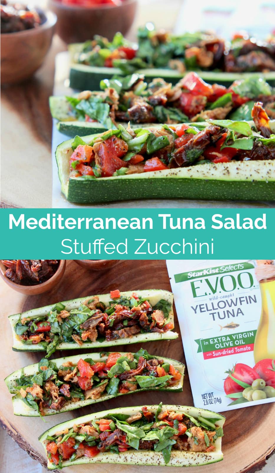 Mediterranean Tuna Salad Stuffed Zucchini Recipe