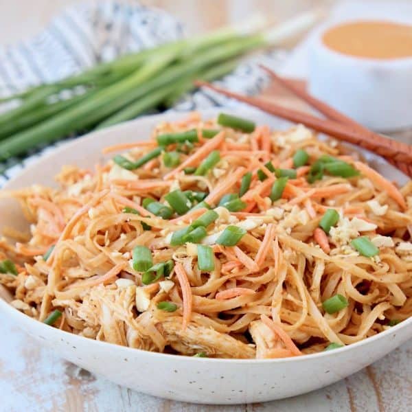 Pressure Cooker Chicken Noodles with Thai Peanut Sauce