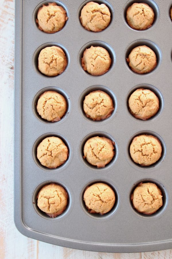 baked pumpkin cookies in mini muffin tin