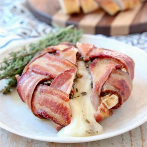 Bacon Wrapped Brie with Garlic & Herbs