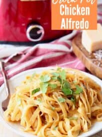 buffalo chicken alfredo pasta on plate with fork