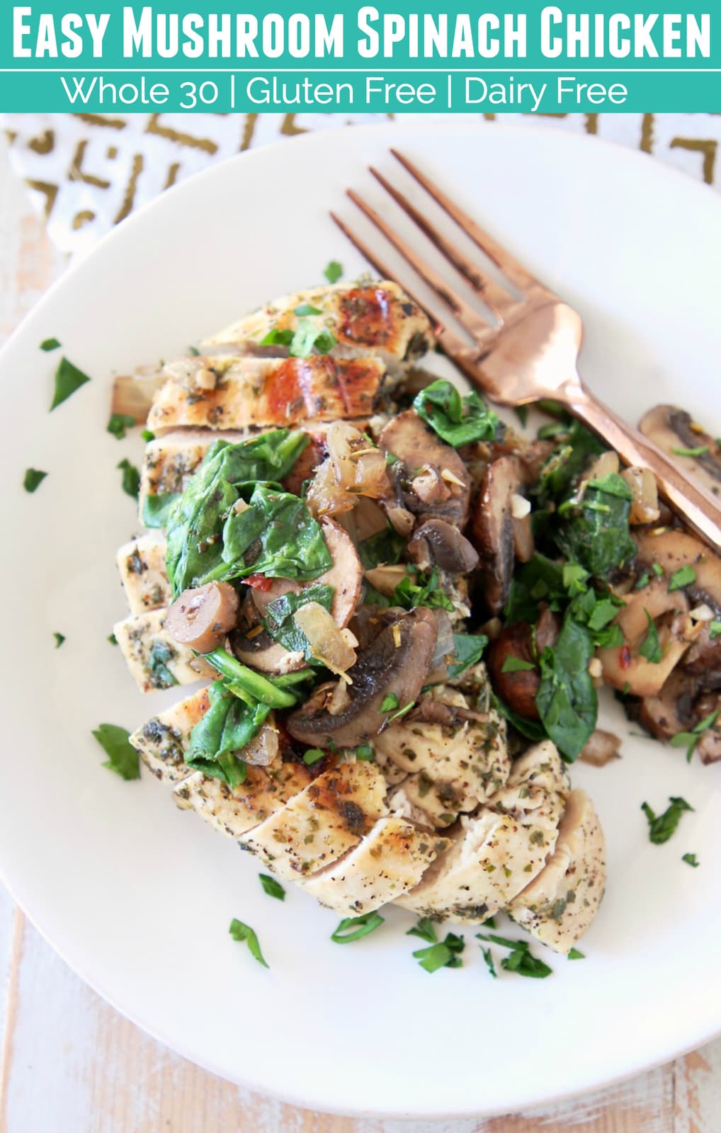 Mushroom Chicken with Spinach - Whole30 Recipe | WhitneyBond.com